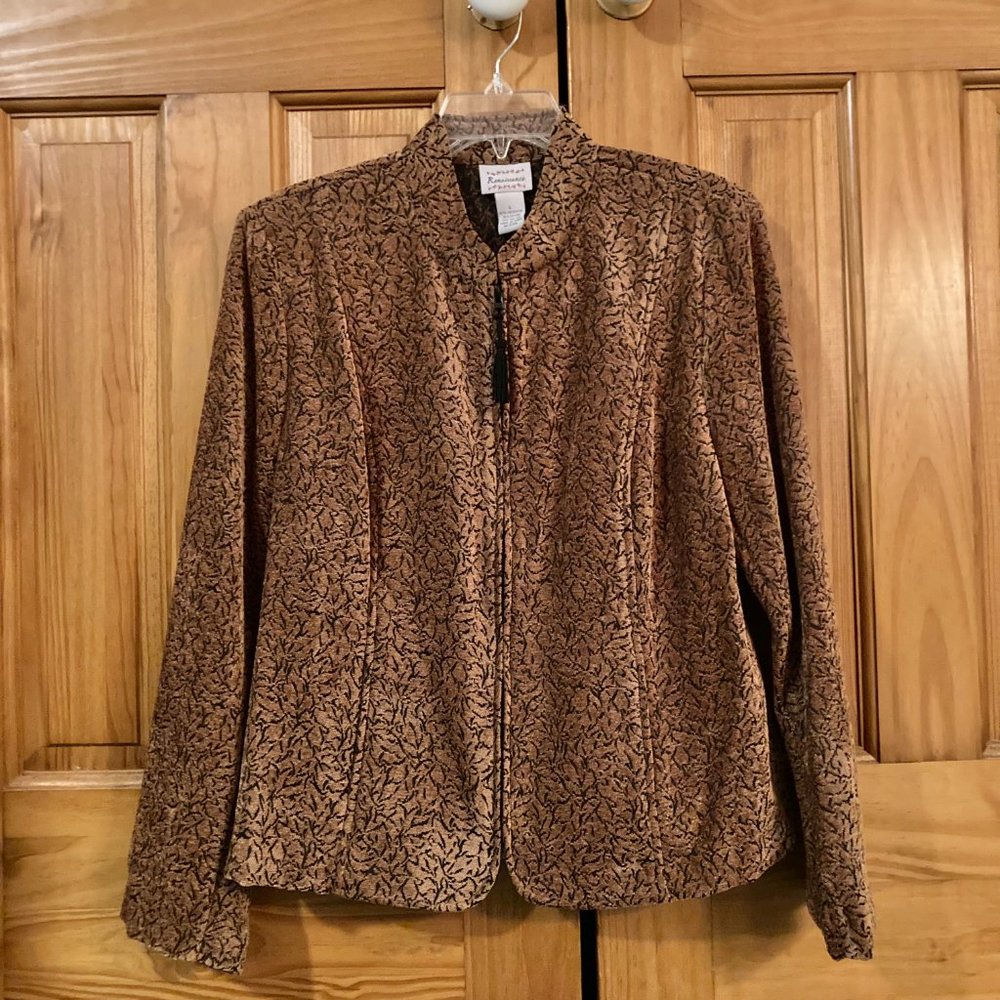 NWT Renaissance Vintage 90s Top Jacket Blazer Long Sleeve Brown Black Size L